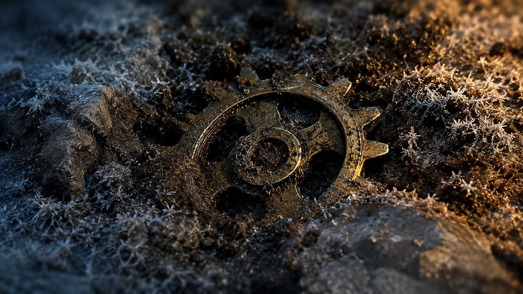 Frozen Gear In Rugged Terrain — World & Environment