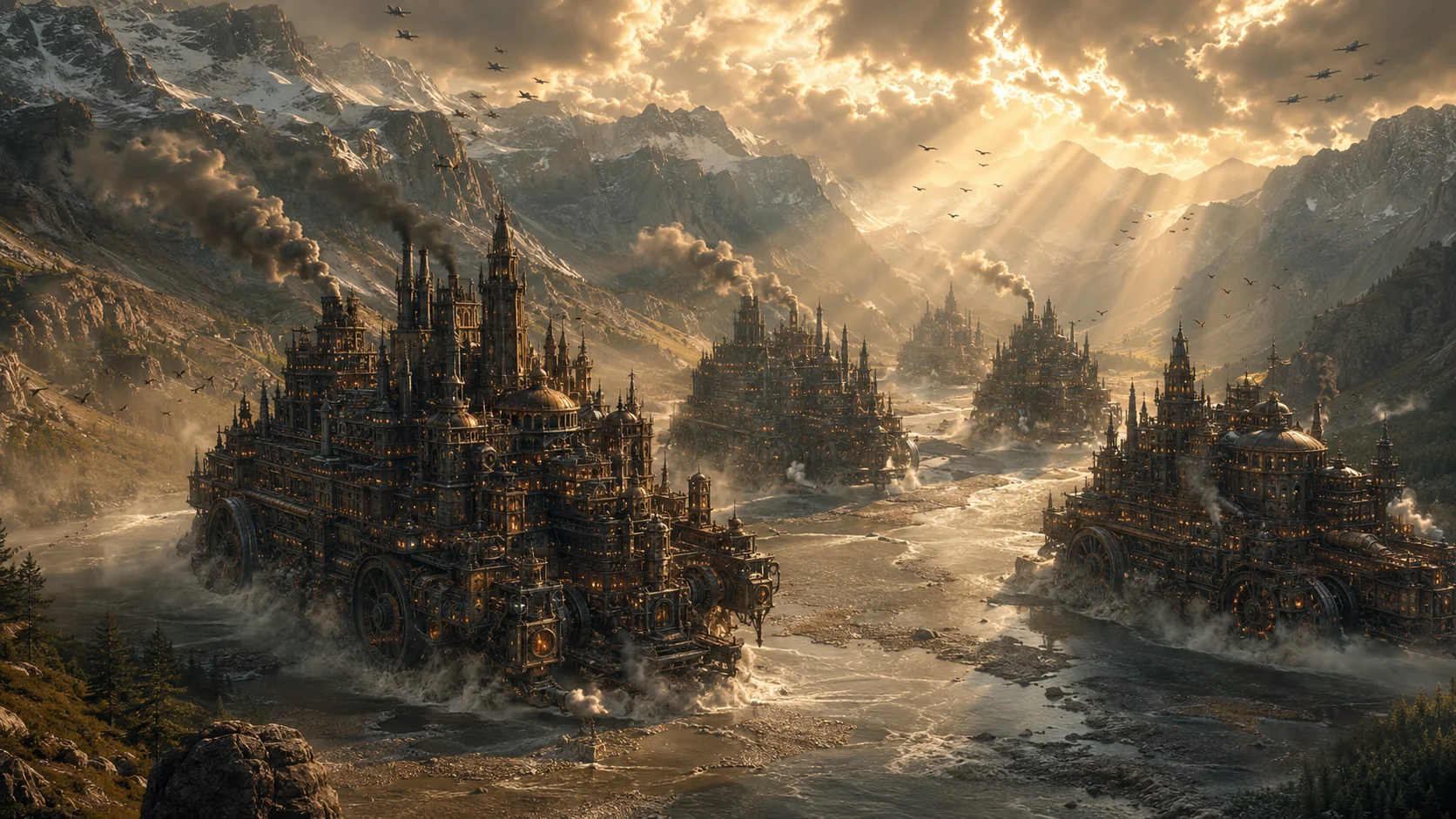 Steampunk Cities Across A Smoky River Valley — World & Environment